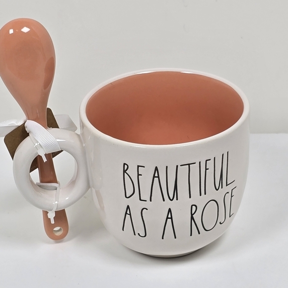 Rae Dunn Disney Beauty Beast Belle Mug with Peach Spoon New - Picture 3 of 5